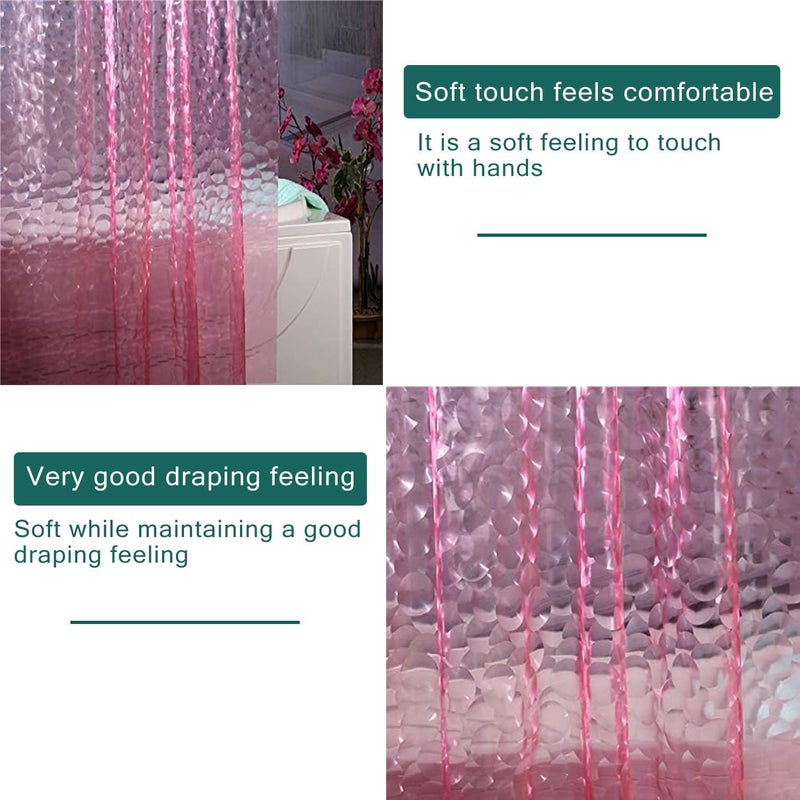 jssablo Shower Curtain Liner, 100% Waterproof EVA 3D Shower Curtains with 3 Duty Heavy Bottom Magnets and 12 Rust Proof Grommets, 72x72 Weighted Shower Liner for Shower Stall, Bathtubs (Pink Cube) - Image 5